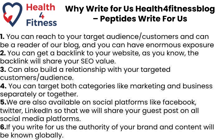 Why Write for Us Health4fitnessblog – Peptides Write For Us