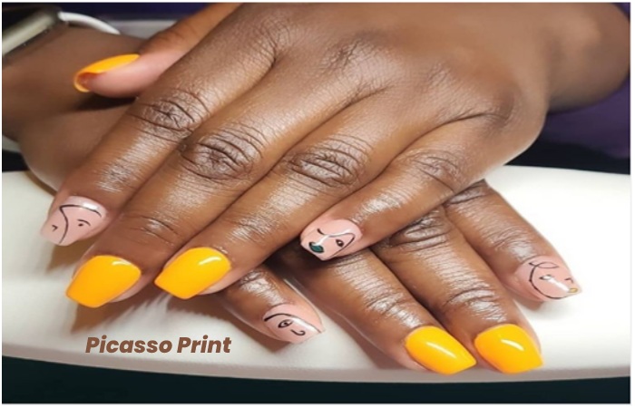 Black and Orange Halloween Nails-Picasso Print