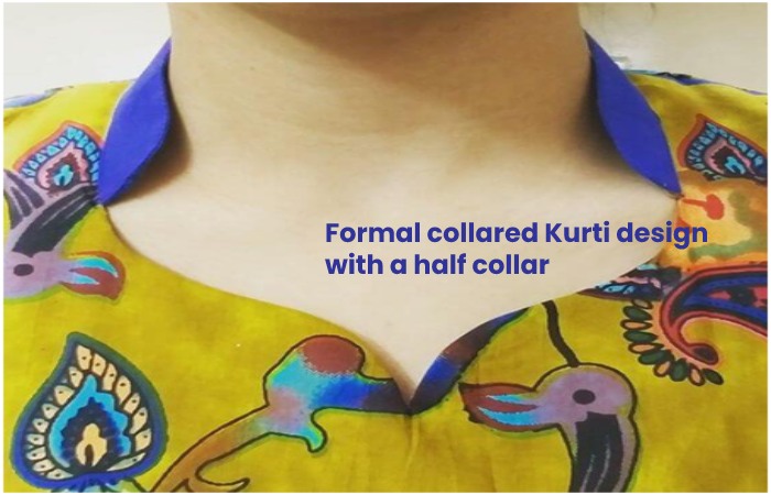 Formal collared Kurti design with a half collar