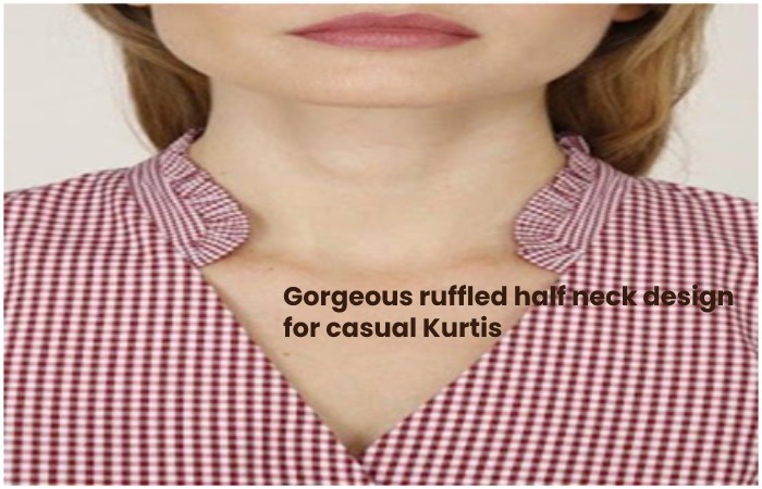 Gorgeous ruffled half neck design for casual Kurtis
