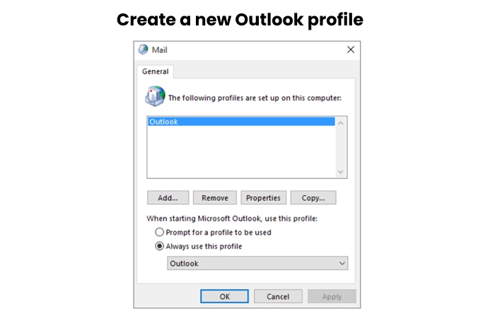 Create a new Outlook profile