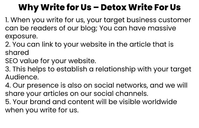 Why Write for Us – Detox Write For Us