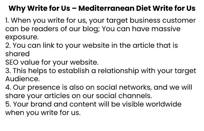 Why Write for Us – Mediterranean Diet Write for Us