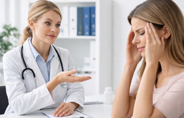 Doctor consulting patient for medical Botox treatment