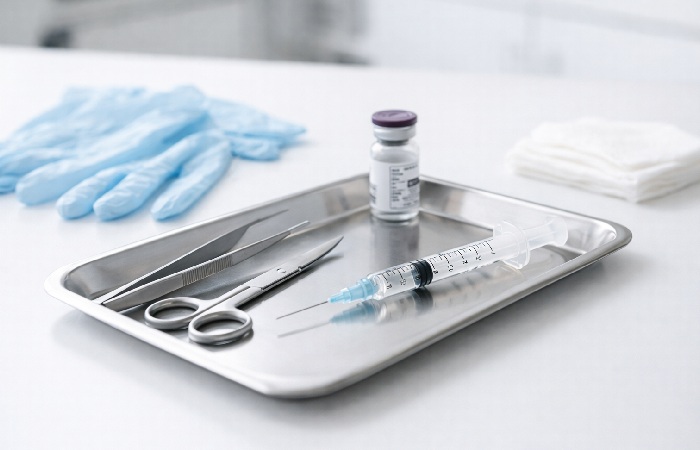 Botox injection tools prepared in a clinic