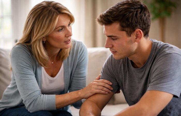 calm one on one conversation offering help and support